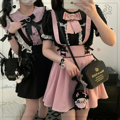 Japanese Gothic Y2k Lolita Skirt Women Elegant Sweet Lace Ruffles Ribbon Bandage Mini Skirts Girls Sexy Cute Punk Party Skirt