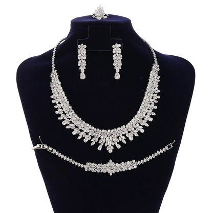 Jewelry Sets Bridal Zirconia For Women Party Luxury Necklace Bracelet Earringa Rings Wedding BN8132 Birthday Gift