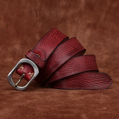 3.0CM Ladies Pure Cowhide High Quality Genuine Leather Belts for Women Needle Buckle Jeans Cowboy Waist Belt Luxury Designer