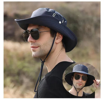 Waterproof Fisherman Hat Outdoor Summer Sun Anti UV Protection Breathable Mesh Camping Hiking Mountaineering Caps Mens Women