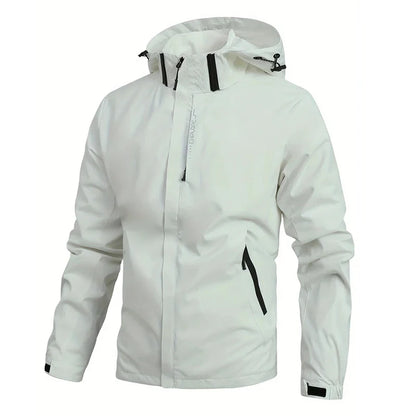 Waterproof Jacket Men Outdoor Windbreaker Jacket Removable Hooded Full Zip Coats Men Lightweight Softshell Outerwear Spring Fall