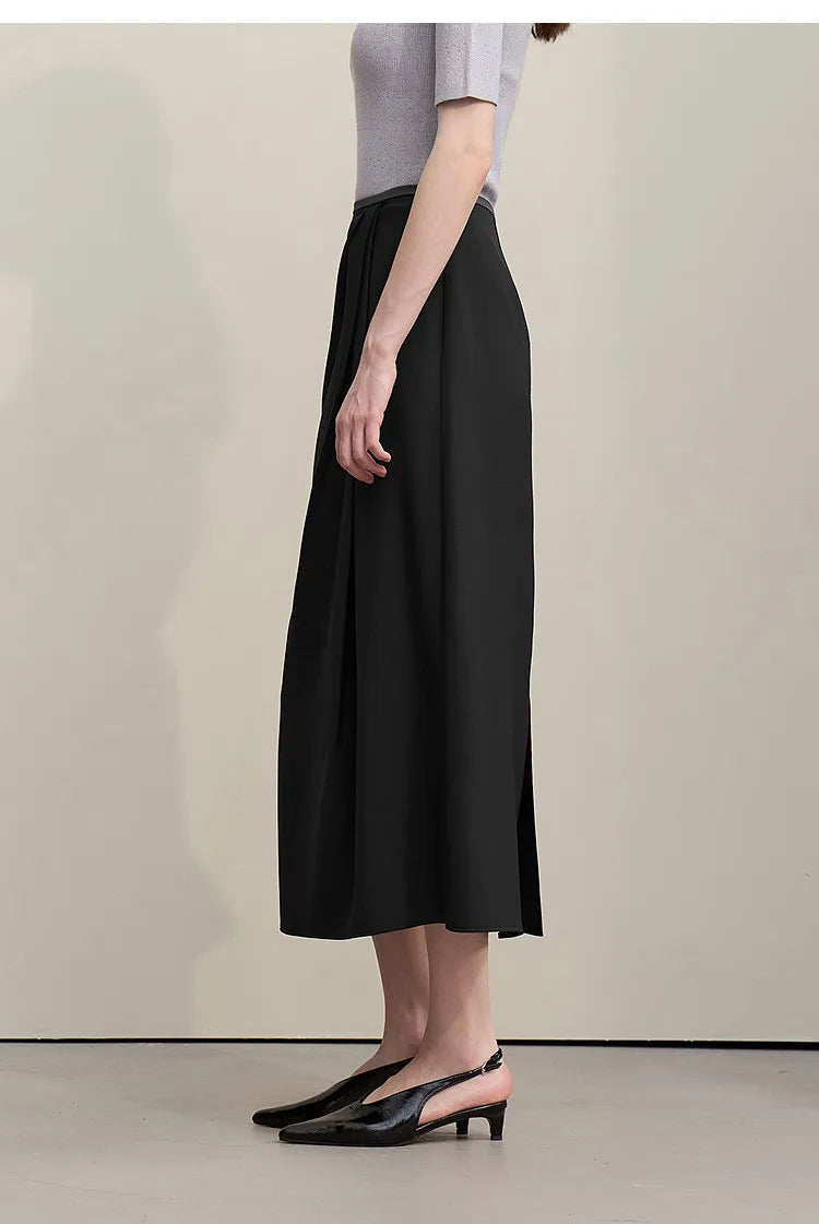 Women's Skirt 2026 Summer New Solid Color Wrinkle-Resistant Elegant Office Versatile Long Pleated Skirt For Women 12622145