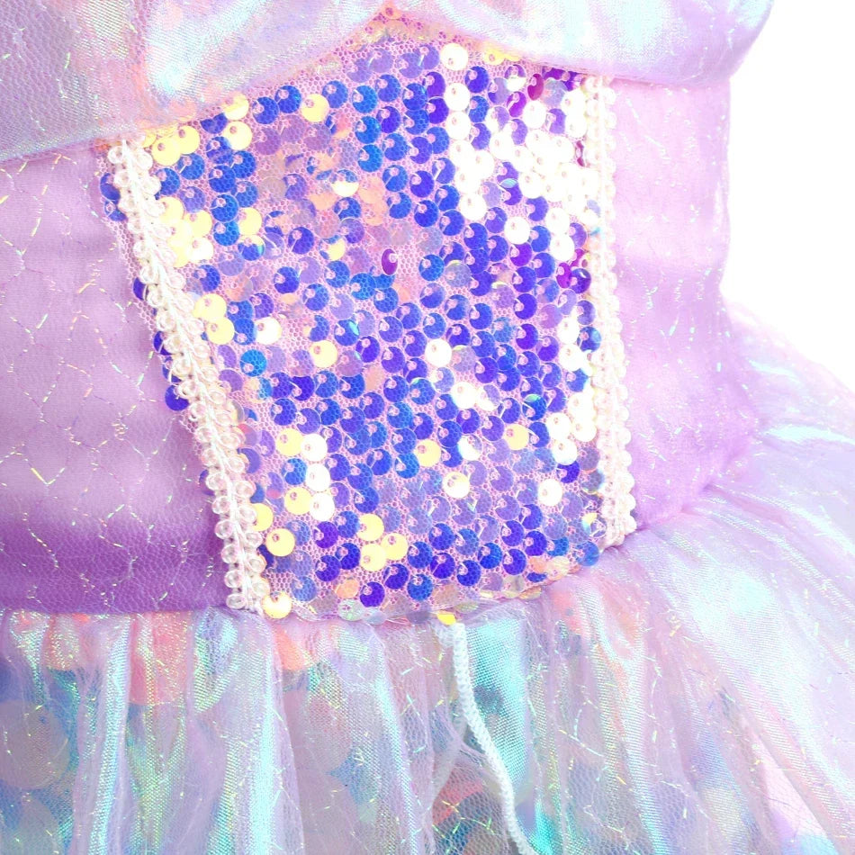 Mermaid Dress for Girl Charm Princess Cosplay Sequin Bling Costume for Kids Girl Fish Beauty Birthday Party Halloween Clothing
