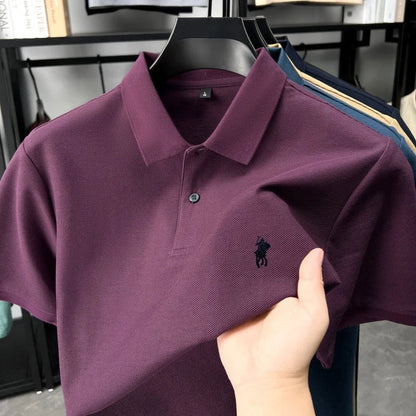 Designer brand 100% cotton short sleeve polo shirt luxury fashion pony embroidery men's business leisure summer new Paul T-shirt