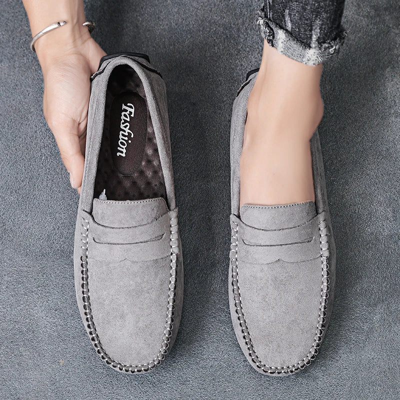 Fashion Suede Men Casual Shoes Breathable Leather Mens Loafers Slip on Male Driving Shoes Luxury Brand Comfortable Boat Shoes