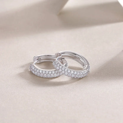 D color moissanite stud earrings 925 silver 18K gold plated hoop earrings, women's wedding party jewelry with gift box