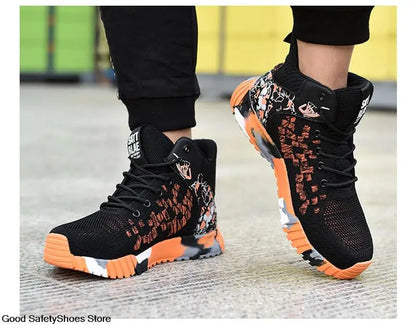 Work Safety Boots Men Work Shoes Steel Toe Safety Shoes Men lightweight Indestructible Boots Anti-puncture Work Sneakers Male