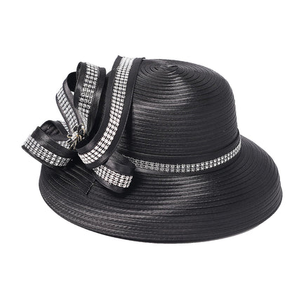 Elegant Cloth Top Hats For Women Cocktail Tea Party Dress Derby Cap Ladies Flower Wide Brim Church Fedora Black Cloche Hats