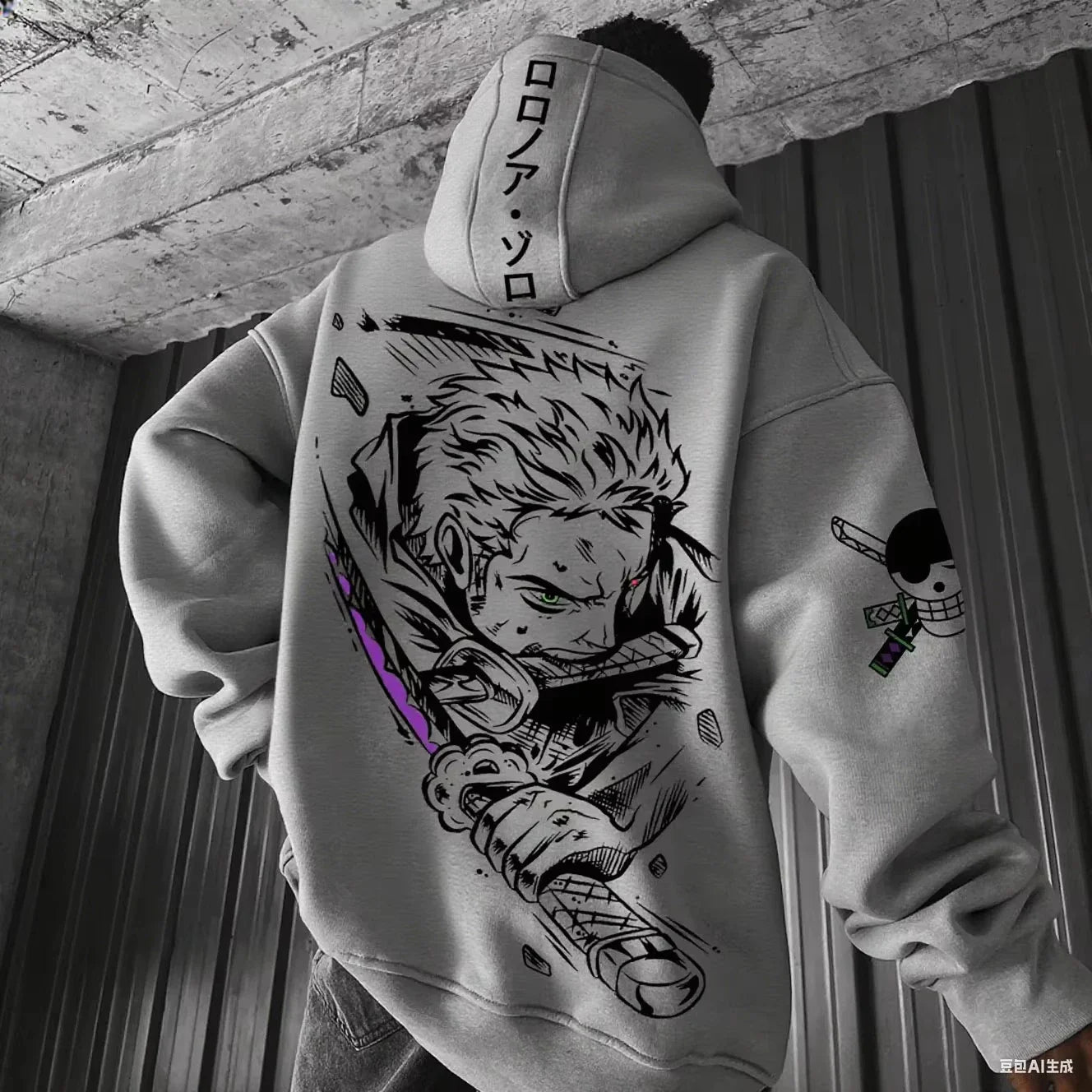 One Piece Zoro Anime Men Hooded Sweatshirt Spring Autumn Cotton Streetwear Casual Hoodie Graphic Print Cosplay Long Sleeve Tops