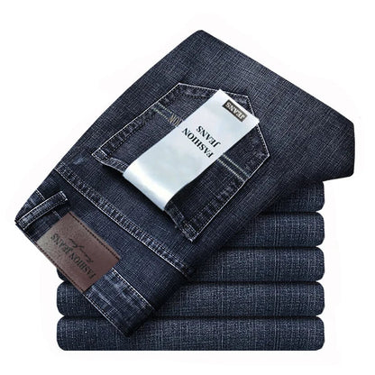 2026 New Style Business Men's Jeans Casual Straight Stretch Fashion Classic Blue Black Work Pant Denim Trousers Male Clothing
