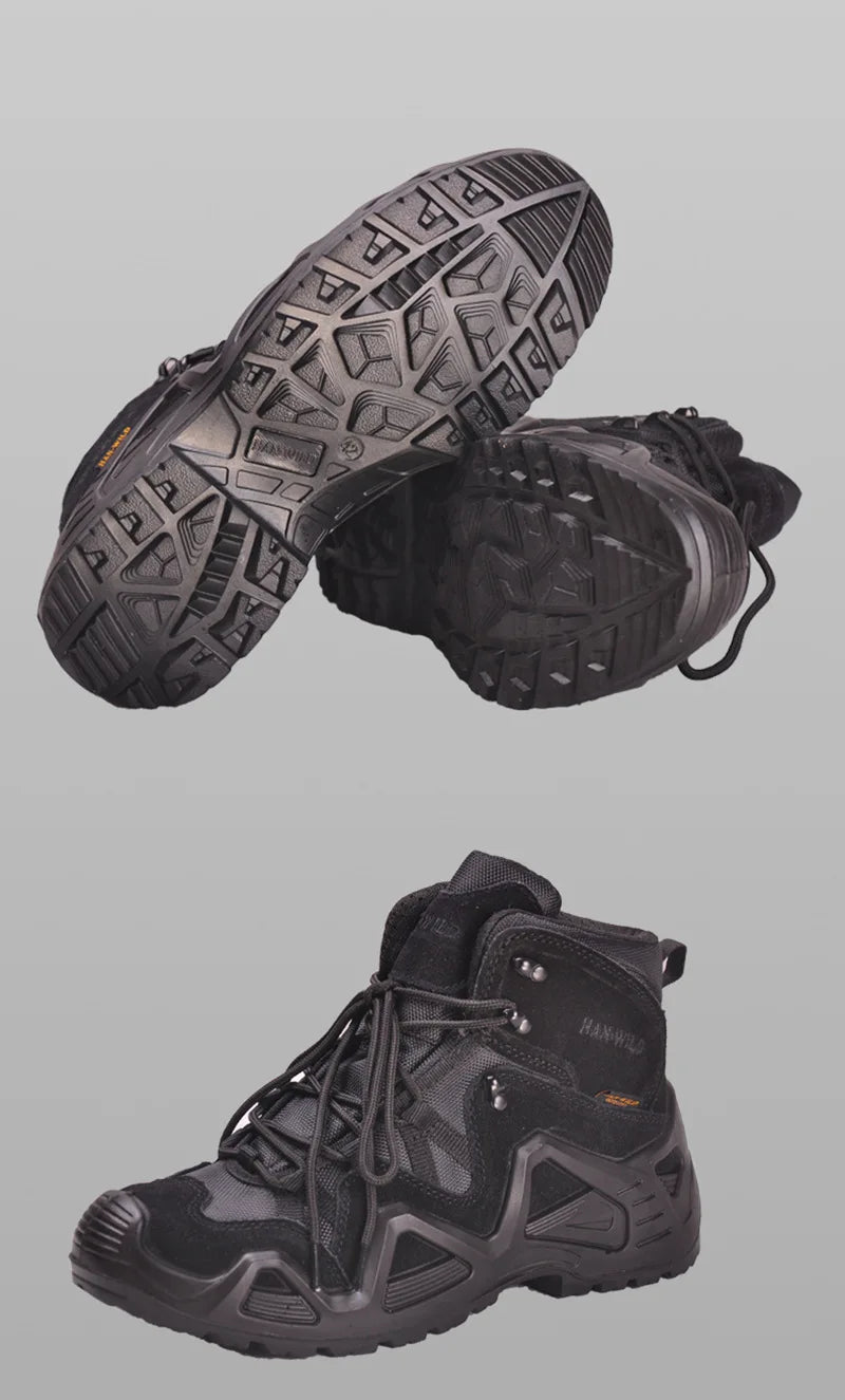 Men's Mid-top Combat Boots Men Outdoor Shock Absorbing Tactical Safety Shoes Waterproof Breathable Desert Boots