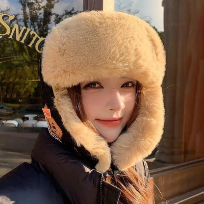 Fashion Thick Bomber Hat Faux Fur Waterproof Ear Protectors Hats Keep Warm with Ear Flaps Winter Hat Male