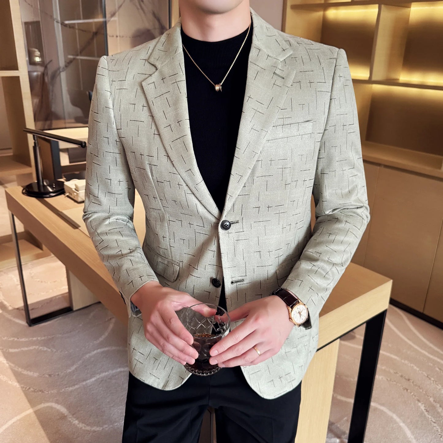 High Quality Jacquard Suit Jacket for Men 2025 Fashion Korean Style Slim Fit Business Casual Wedding Social Dress Coats 4XL-M