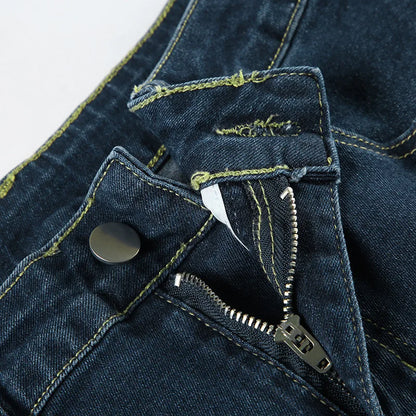 Retro Y2k Jeans Baggy Floral Embroidery Jeans Women Vintage 2000s Low Rise Flared Denim Pants High Street Basic Trousers