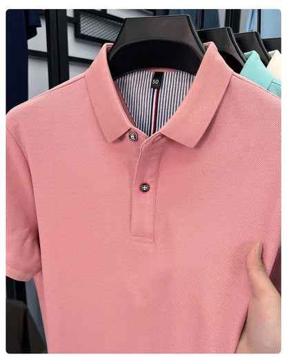 100% pure cotton high-end short sleeve polo shirt men's summer fashion new breathable Korean business casual golf brand T-shirt