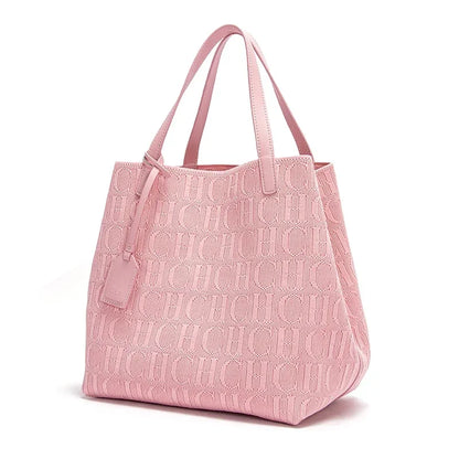 High Quality Craft Large Capacity Handbag Ladies Shoulder Bag Fashion Classic New Pure Color Outer Pocket Ladies Handbag