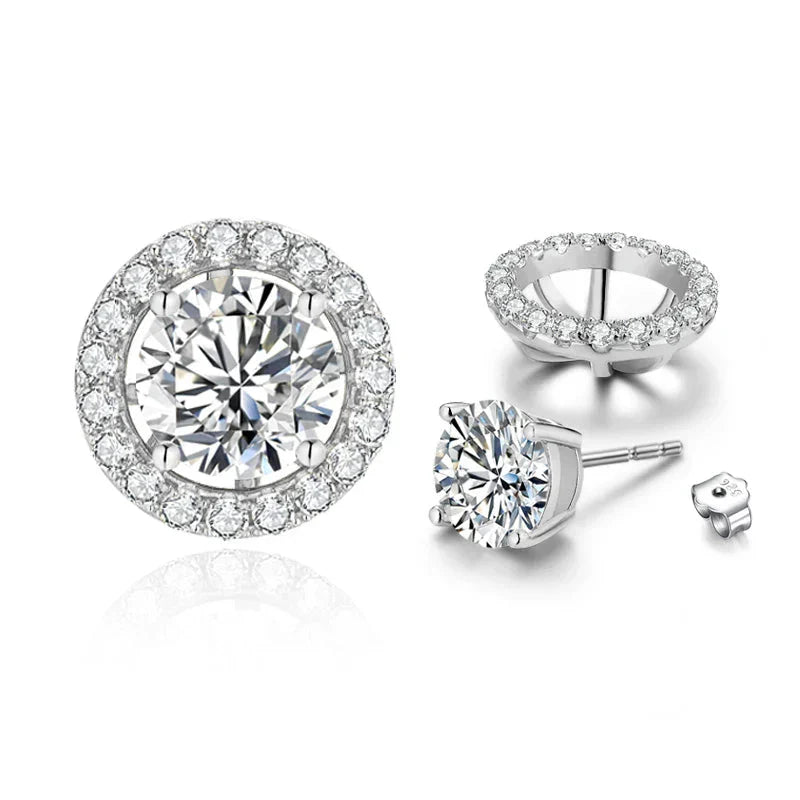 New Chamrs 1.0 Carat Moissanite D Color Diamond Detachable Stud Earrings for Women Solid 925 Sterling Silver Jewelry
