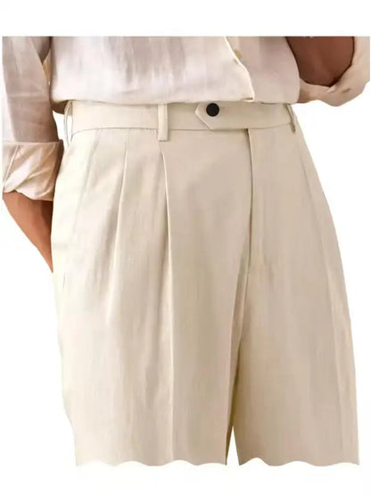 Premium Men's Pants Pleated Wide-Leg Dress Chinos Business Daily Office Versatile Formal Casual Trousers Banquet Wedding Summer