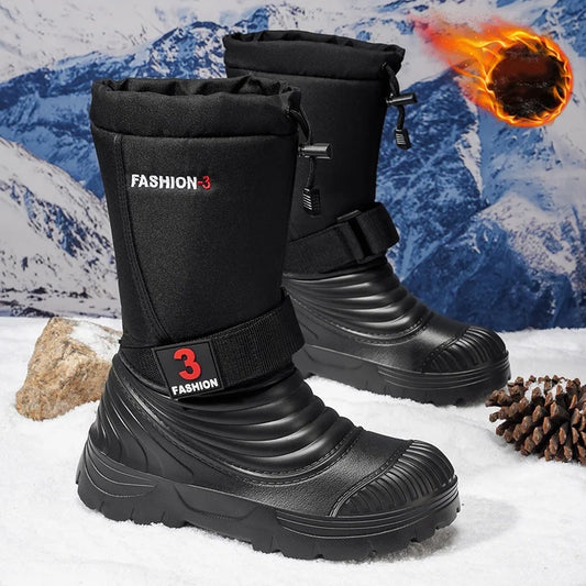Men's New Snow Boots for Autumn and Winter, Fleece-Lined and Thickened, Cold-Proof, Outdoor Warm, Waterproof, Anti-Skiing, Hiking Boots