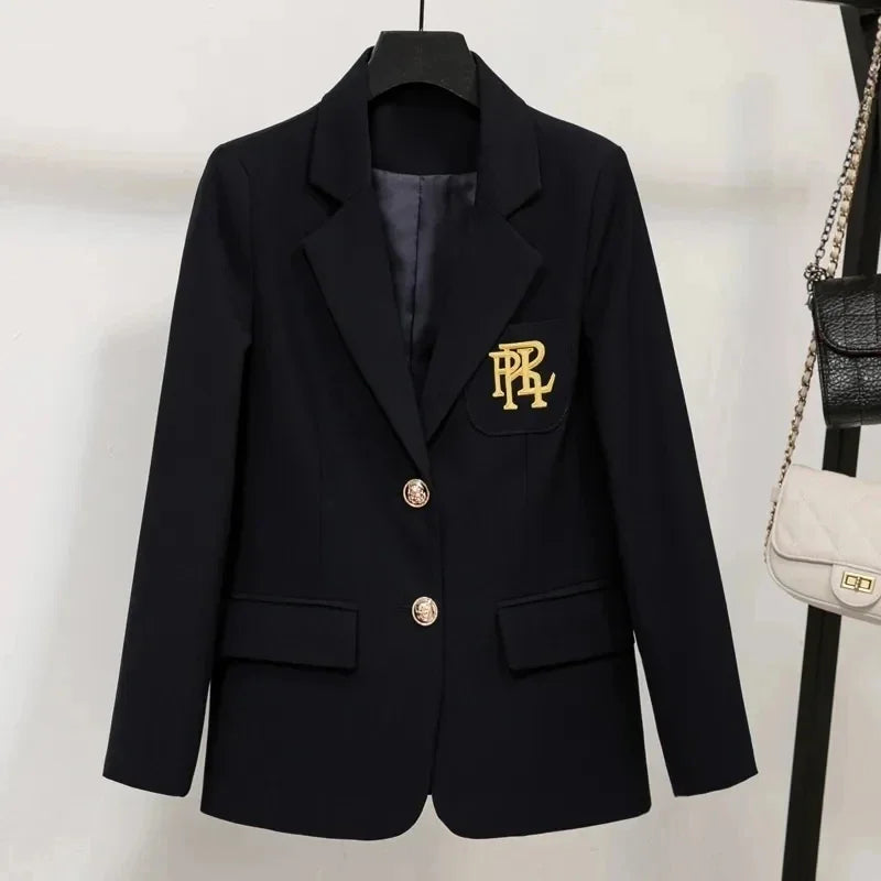 Women Suit Jacket Casual Office Formal Blazer Coat Embroidery White Blazer Single Breasted High Quality