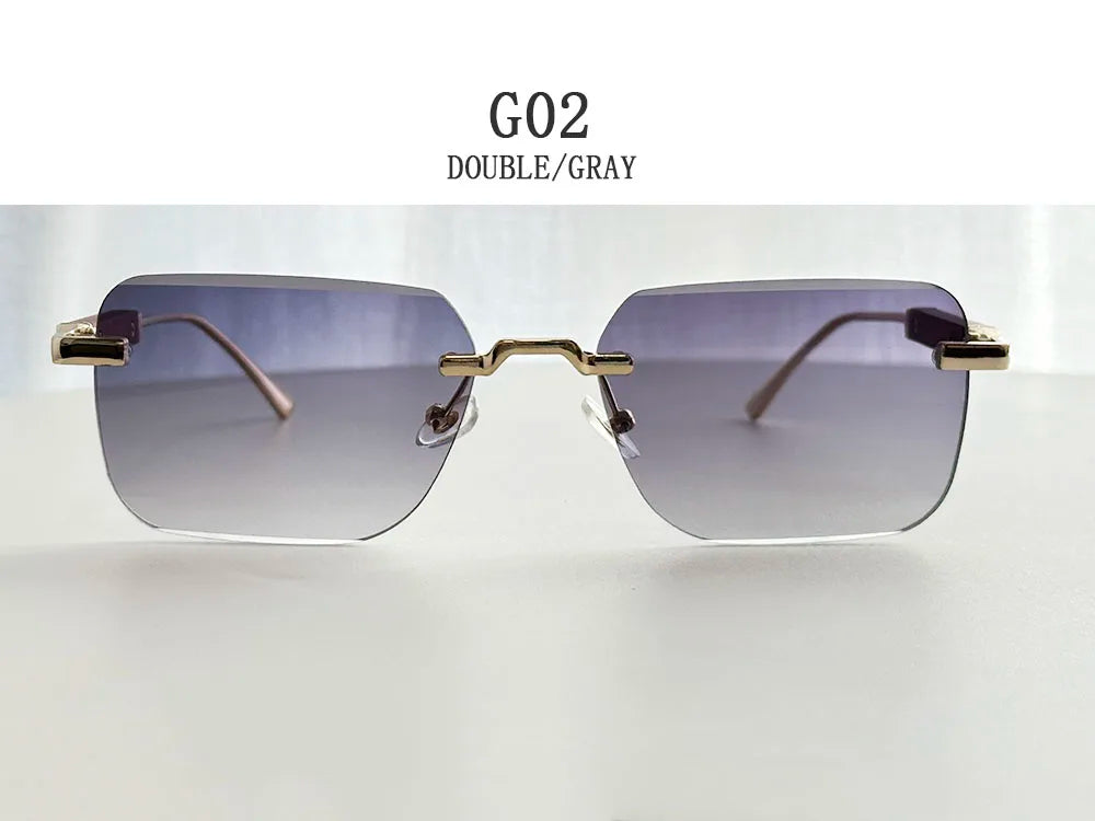 Rimless Sunglass Men Vintage 2025 Fashion Glasses Square Sunglasses Women Trendy And Fashionable Gafas De Sol Hombre Zonnebril