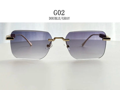 Rimless Sunglass Men Vintage 2025 Fashion Glasses Square Sunglasses Women Trendy And Fashionable Gafas De Sol Hombre Zonnebril