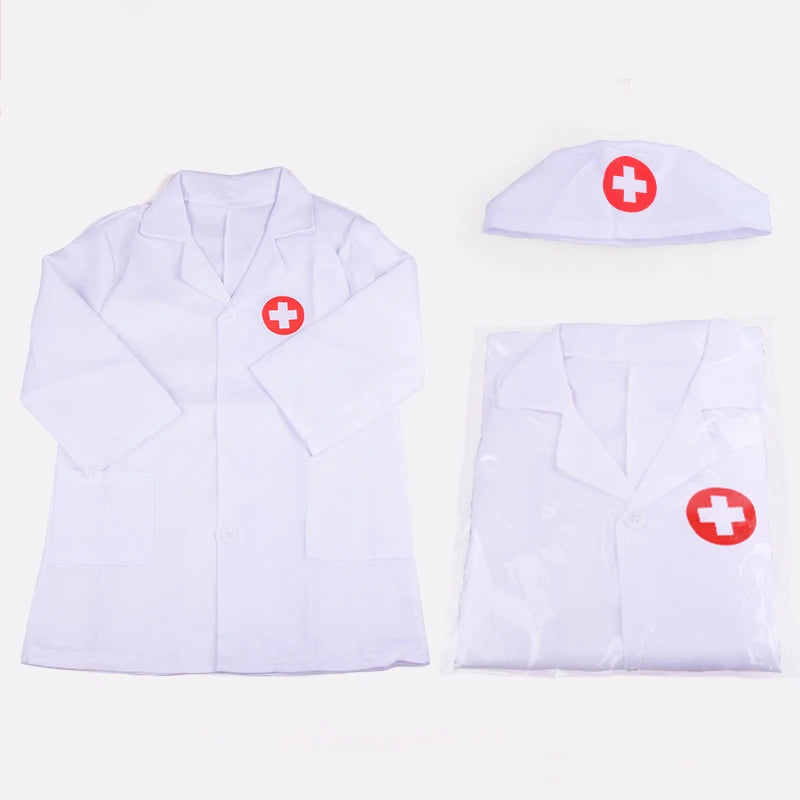 Children Cosplay Costumes Kids Doctor Clothing with Accessory Halloween Play the Role Props Uniform for Boys Girls Gifts TMZ