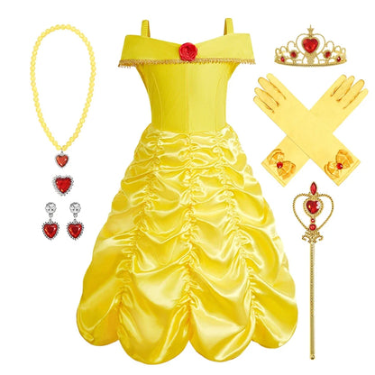 2026 Kid Elsa Anna Costume Girl Birthday Floral Dress Children Snow Queen Performance Fantasy Princess Evening Halloween Costume