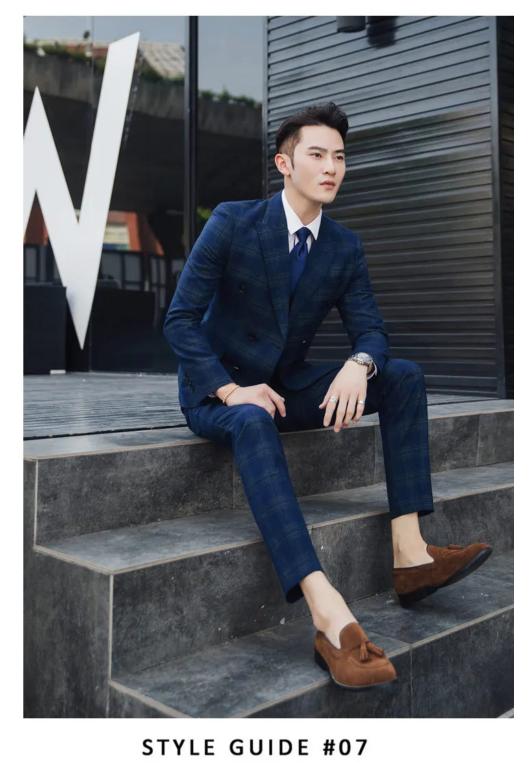 27 Colors ( Blazer + Vest + Pants ) Boutique Fashion Plaid Formal Office Business Mens Suit Three Pieces Groom's Wedding Dress