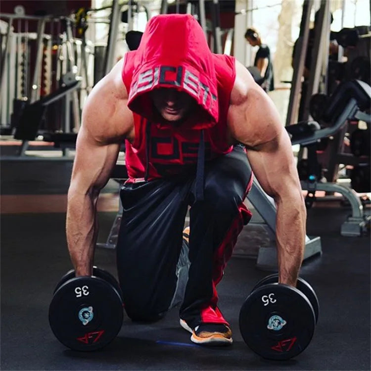 Mens Street Corner Pullovers Fitness Sport Sleeveless Hoodies Gym Bodybuilding Running Training Jogging Cotton Casual Sportswear