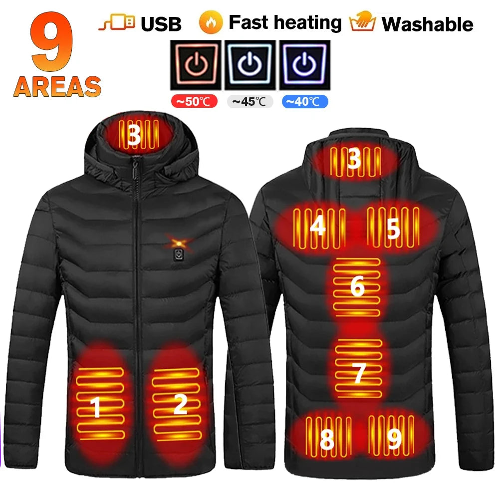 21 Areas Heated Jacket Women's Warm Vest USB Men's Heating Jacket  Waterproof Winter Heated Jackets Ski Clothing Coat Heated