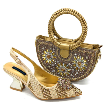 Elegant Women's Shoes and Bag Sets Wedding Party Bags and Shoes Comfortable Mid Heel Shoes Commuting Shoes for Women