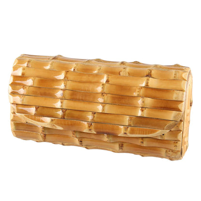 Brand Fashion Vintage Retro Hard Wood Rattan Straw Evening Purse Wallet Unique Handmade Natural Bamboo Root Clutch Bag