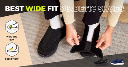 Men's Diabetic Shoes for Elder Orthopedics Feet Swollen Extra Wide Adjustable Walking Shoe Elderly Foot Pain Relief