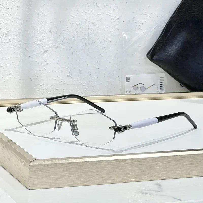 INS Maske P60 Luxury Rimless Sunglasses Men Hexagonal Acetate Handmande in Germany Designer Alloy Top Quality Trendy UV400 Women