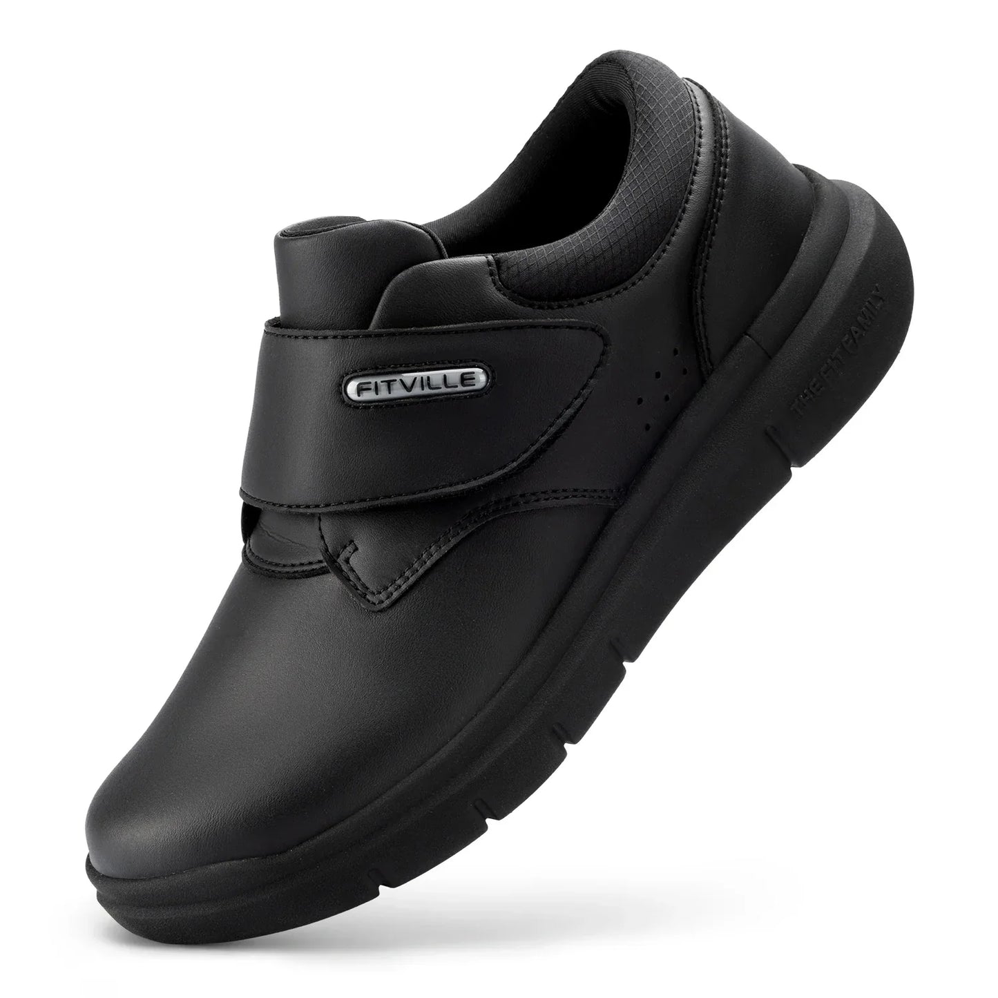Extra Wide Men's Shoes Leather Diabetic Shoes Walking for Elder Orthopedic Toes Swollen Feet Non-Slip Arch Support