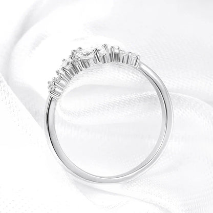 0.58cttw Marquise Cut Weeding Moissanite Rings for Women Double Halo High Quality 925 Sterling Silver Half Eternity Band