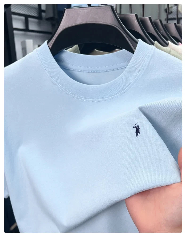 100% cotton high-end short sleeve T-shirt summer designer brand pony embroidery round neck top fashion casual golf men's wear