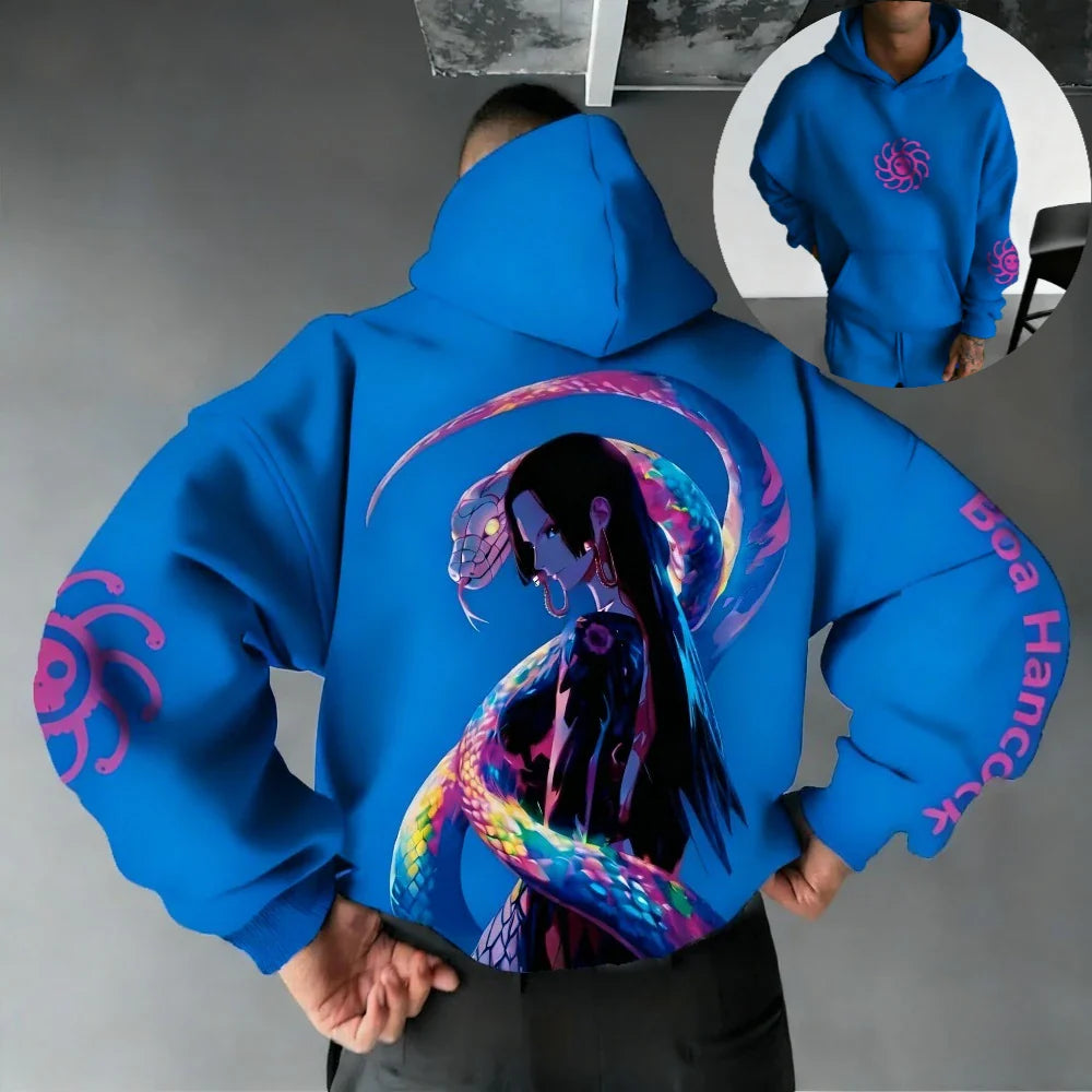One Piece Men's Hoodie Sweatshirt Boa Hancock Japanese Anime Spring Autumn and Winter Boys Long-sleeved Parent-child Outfit