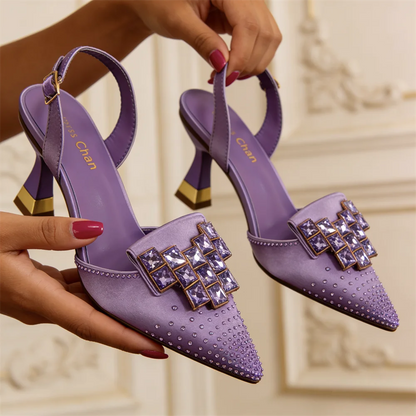 2026 High-heeled Sandals Rhinestone Embellished Pointed Toe Pumps for Women Wedding Party Dress Shoes