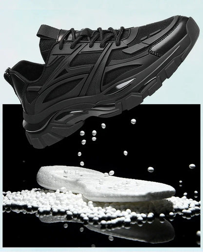 Four Seasons Thick and height-increasing sports shoes, men's genuine leather mesh casual men's shoes, trendy shoes