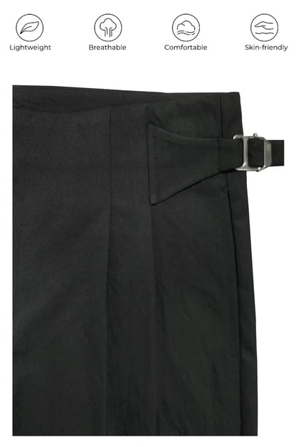 Fall/Winter 2025 Men's Elegant Italian Neapolitan High Waist Wide Leg Pants with Tucks And Buttons Business Casual Style