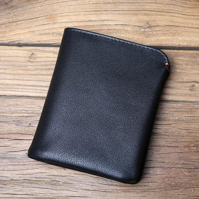 Leather Men's Wallet Credit Card Bag Mini Wallet Top Cowhide Coin Wallet Women's Wallet Thin Wallet Vertical Photo Wallet
