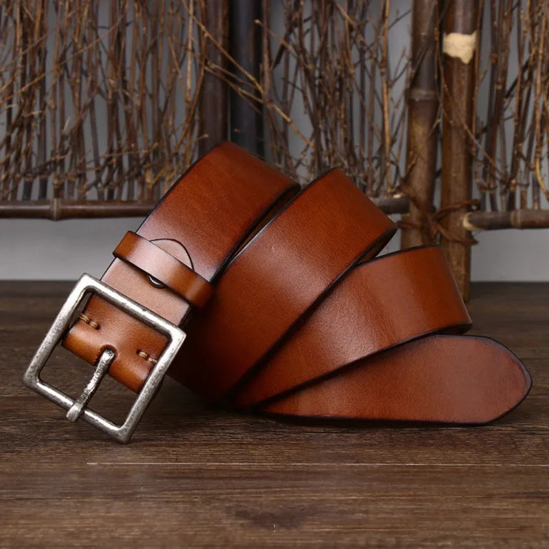 4.3CM Thickening Pure Cowhide High Quality Genuine Leather Belts for Men Brand Strap Male Copper Buckle Jeans Cowboy luxury
