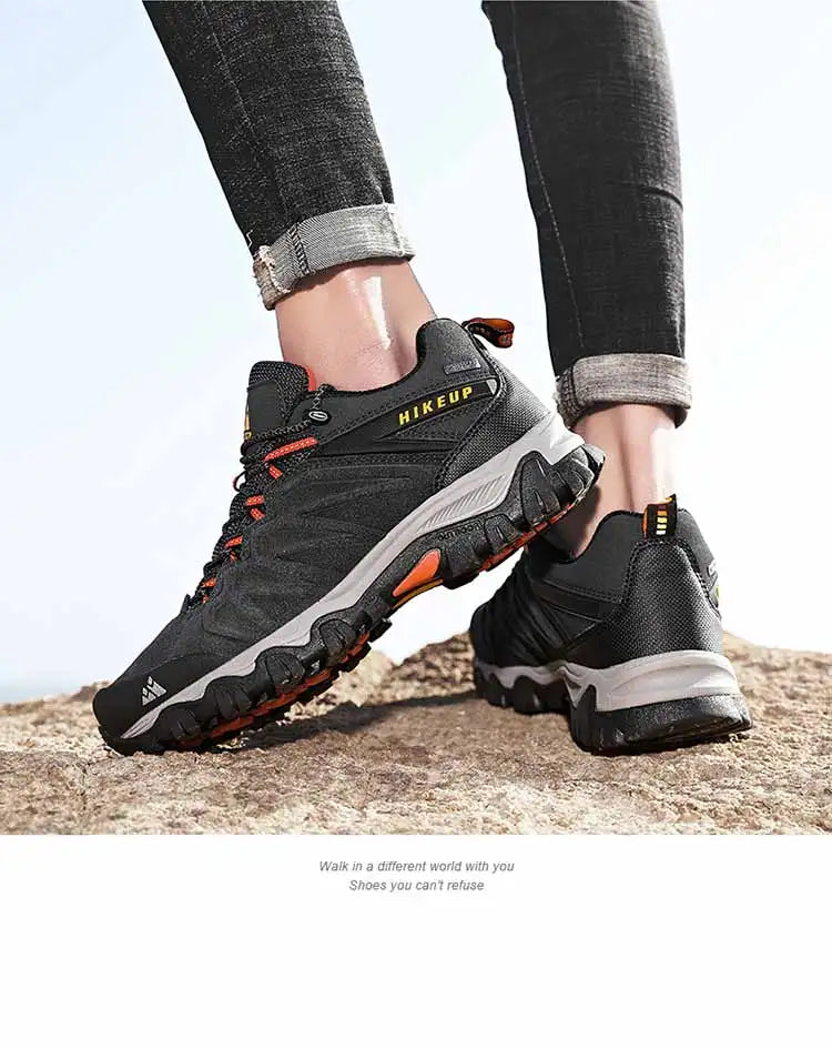High Quality Leather Hiking Shoes Durable Outdoor Sport Men Trekking Leather Shoes Lace-Up Climbing Hunting Sneakers