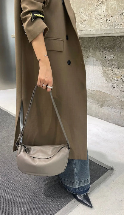High Quality Genuine Leather Crossbody Luxury Handbag for Women, Large Capacity Shoulder Bag, Cowhide Retro Fashion Saddle Bag