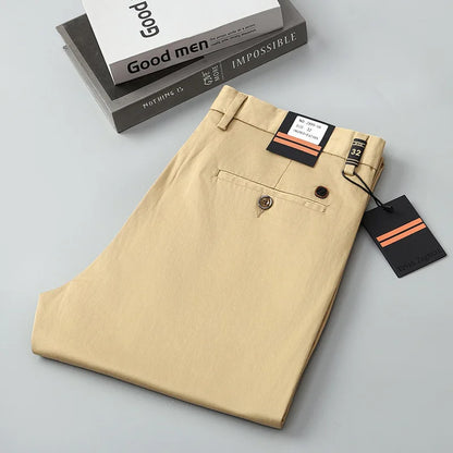 97% Cotton Straight Casual Pants Business formal Black Blue Stretch Mens Trousers Khaki Brown Mens Pants