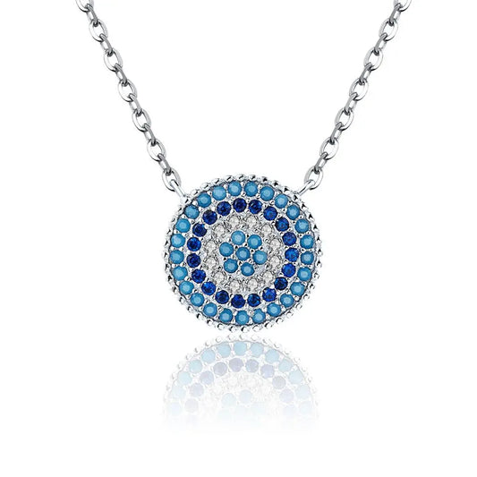 Authentic 925 Sterling Silver Blue Evil Eyes Necklace Women Lucky Pendant Necklaces Fashion Jewelry SCN099