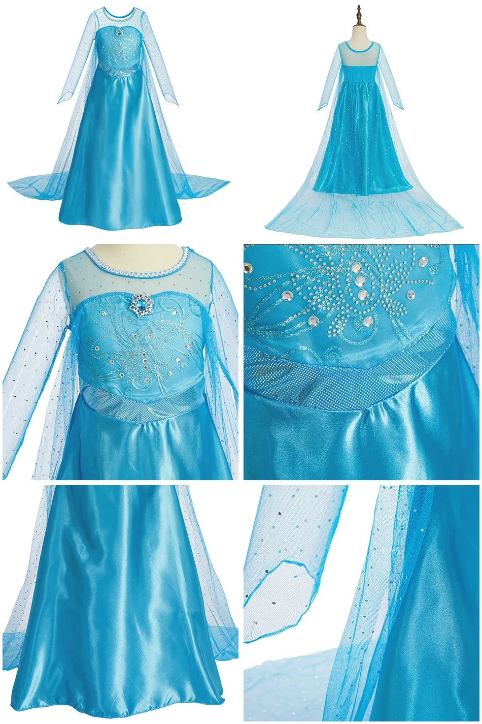 Children Princess Clothing Kids Elsa Anna Cinderella Rapunzel Party Cosplay Dresses Little Girls Christmas Halloween Dress Up