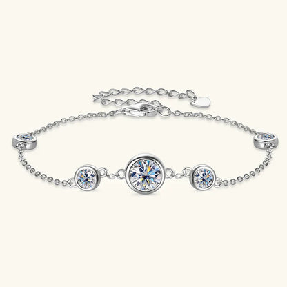 2024 New 18k Gold Plated Bracelet 925 Silver Chain 2mm D Color Bezel Moissanite Bracelets Fashion Women's Jewelry Gifts